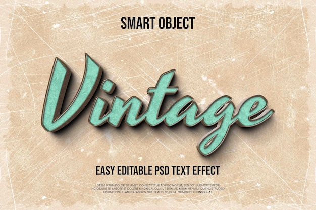 PSD vintage tekst effect slim object gemakkelijk bewerkbaar