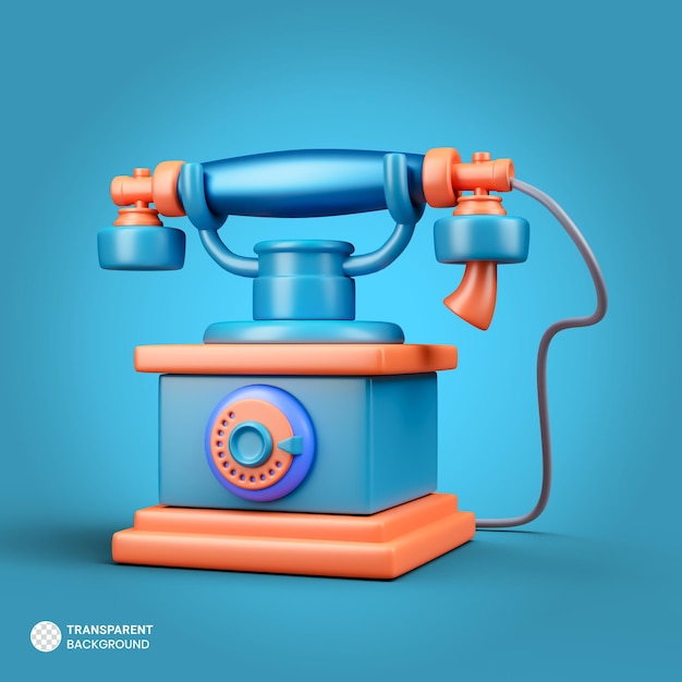 PSD vintage telephone icon isolated 3d render illustration