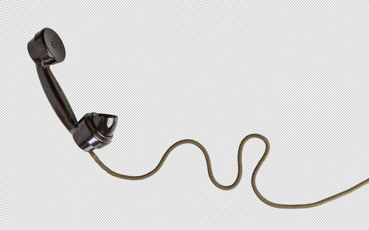 PSD vintage telephone receiver suspended in air