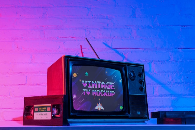 PSD design mockup televisivo vintage