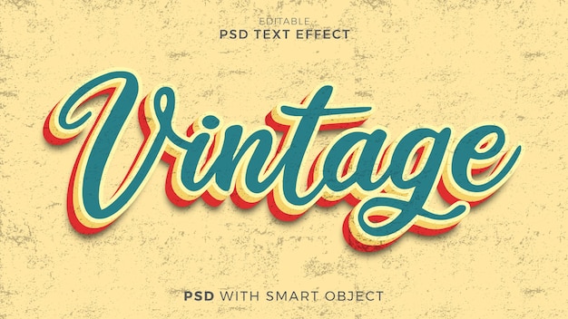 PSD vintage text effect font style editable template