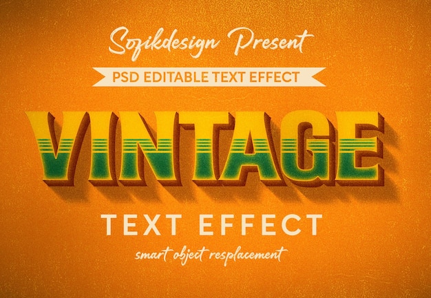 Vintage text effect psd template