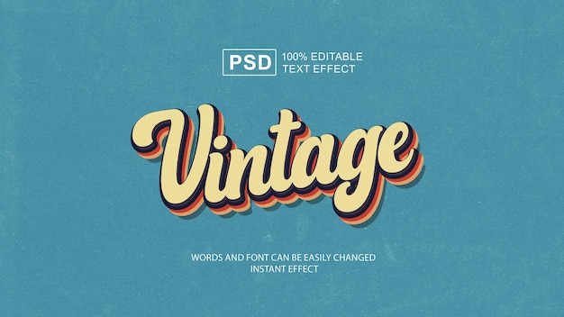 PSD stile di effetto di testo vintage