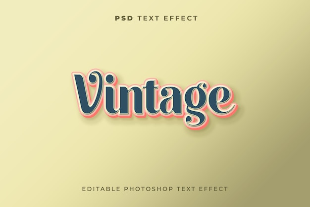 PSD vintage text effect template dark blue color