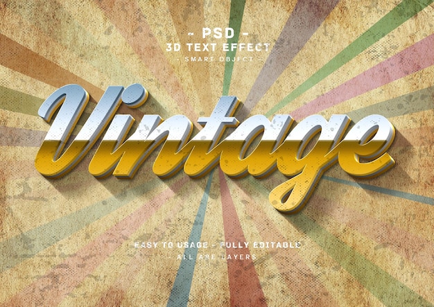 PSD a vintage text effect with a yellow background
