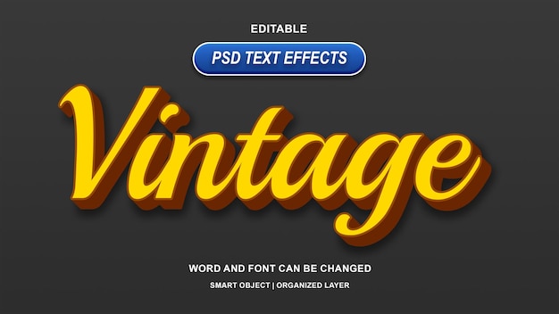 Vintage text effects editable 3d typography