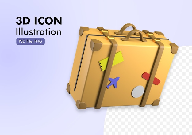 Vintage travel case 3d icon