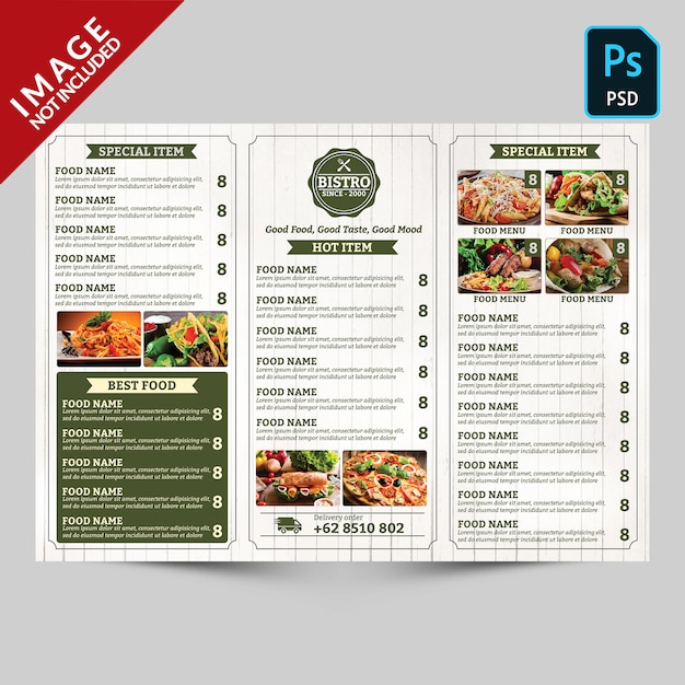 Vintage Trifold Restaurant Menu Promotion Back Side