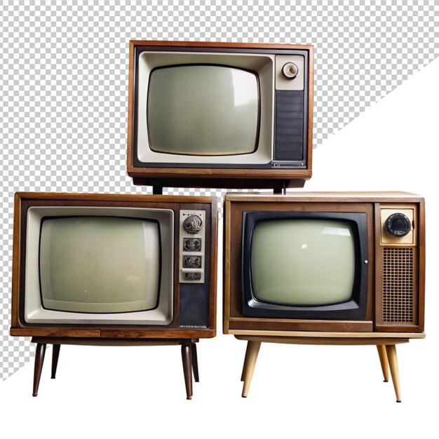 Vintage tv on transparent background