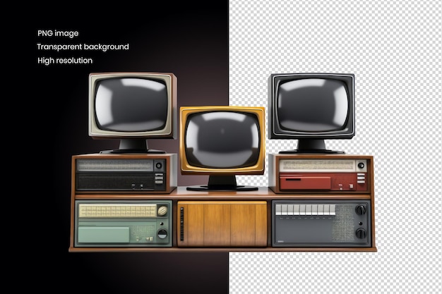 PSD vintage tv-trio