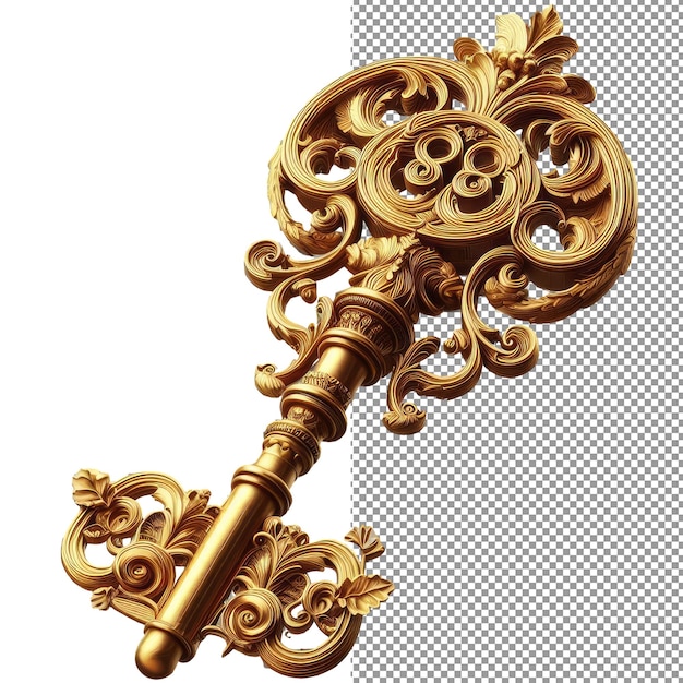 PSD vintage unlock izolowany 3d stary klucz na tle png