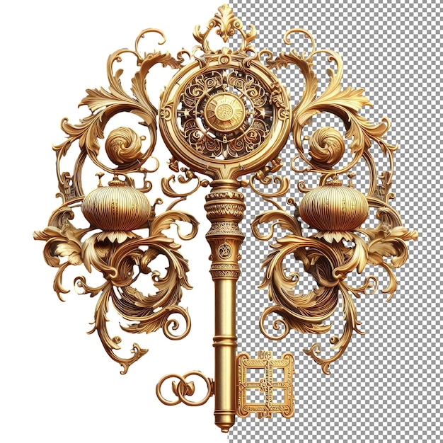 Vintage Unlock Izolowany 3D Stary Klucz na tle PNG