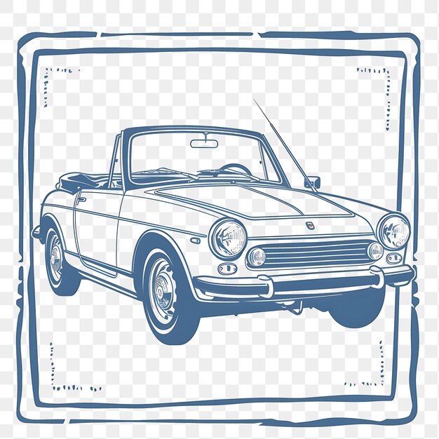 PSD vintage vehicle stamp collection outline art en monochrome frame designs voor tshirt clipart design