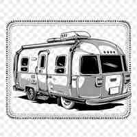 PSD vintage vehicle stamp collection outline art and monochrome frame designs for tshirt clipart design