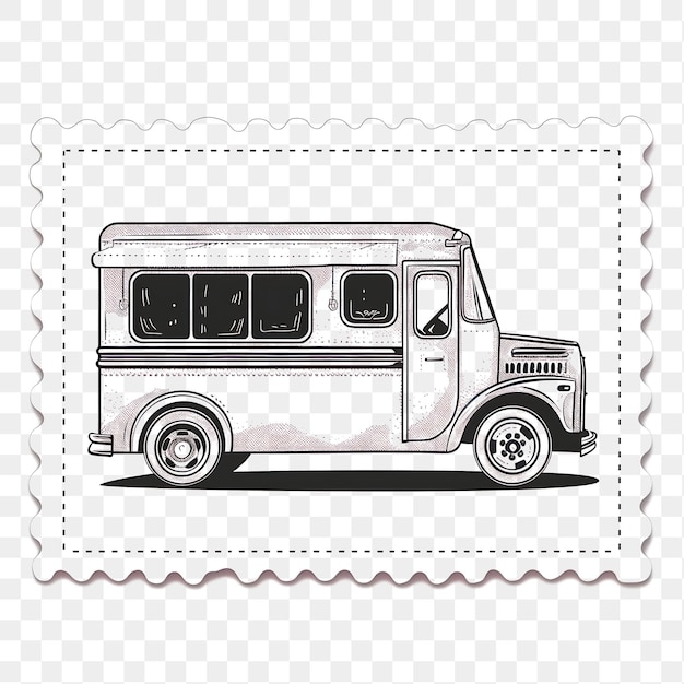 Vintage vehicle stamp collection outline art and monochrome frame designs for tshirt clipart design