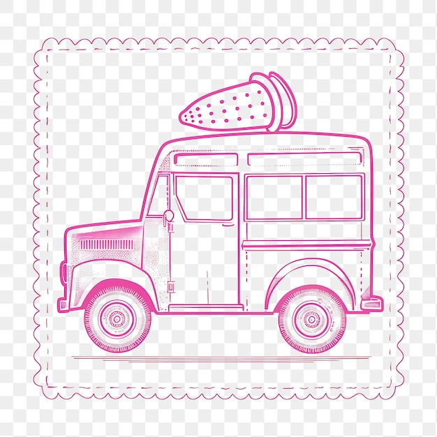 PSD vintage vehicle stamp collection outline art and monochrome frame designs for tshirt clipart design