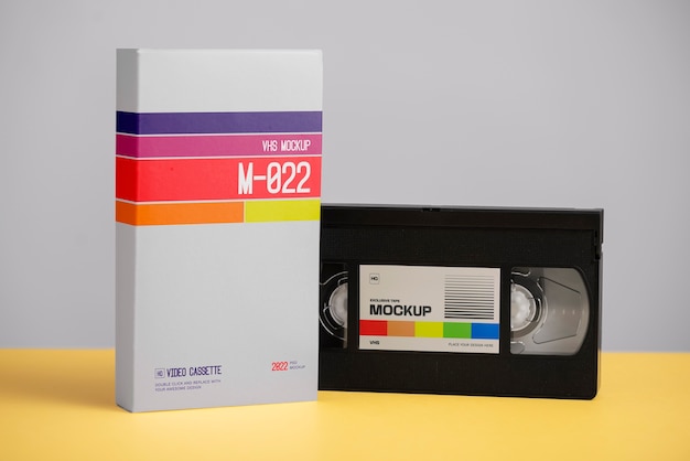 PSD vintage vhs cassette with magnetic tape