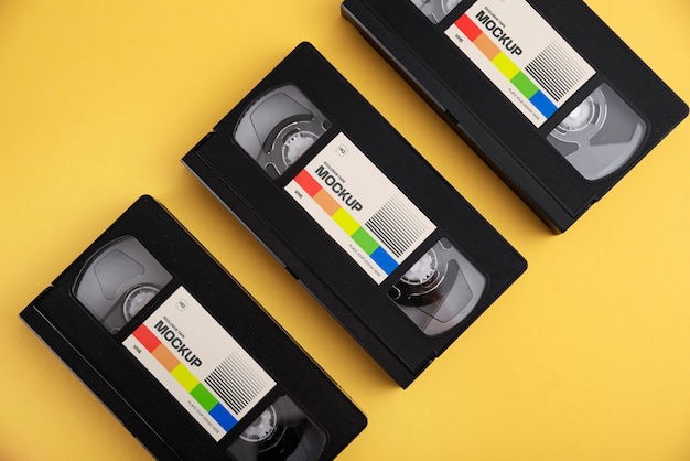 PSD vintage vhs cassette with magnetic tape