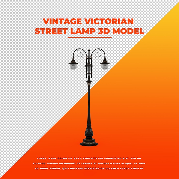 PSD vintage victoriaanse straatlantaarn 3d geïsoleerd model
