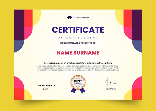Vintage wavy and simple certificate design template