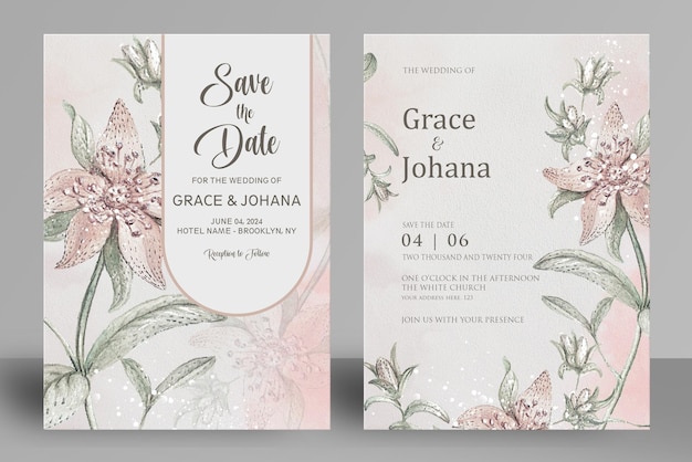 Vintage wedding invitation and save the date