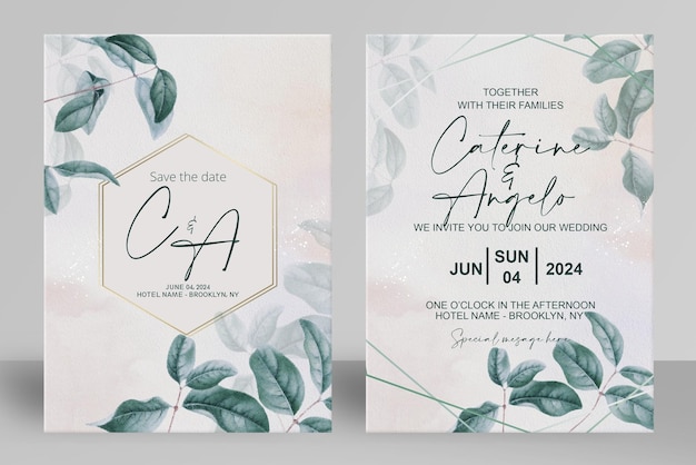 Vintage wedding invitation and save the date