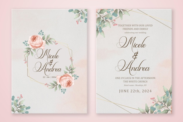 Vintage wedding invitation and save the date