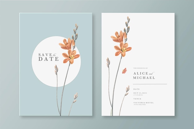 PSD vintage wedding invitation template