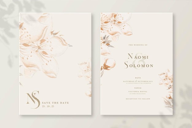 PSD vintage wedding invitation template