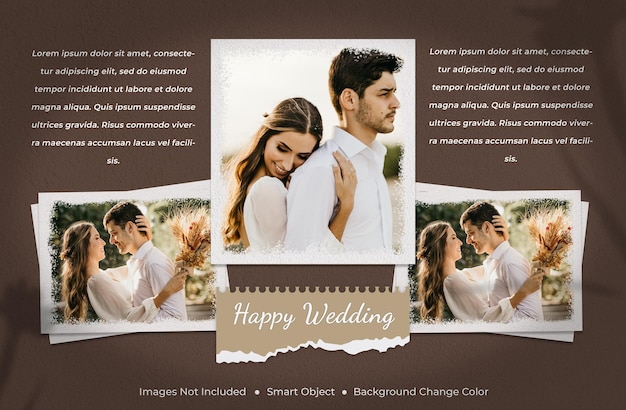 PSD vintage wedding photo frame mockup