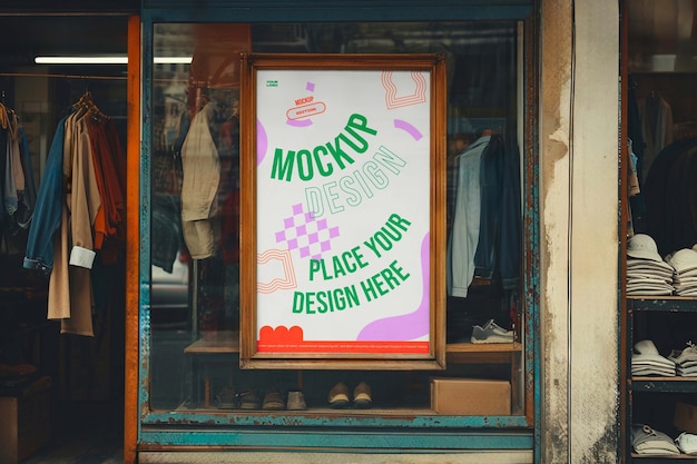 Vintage winkel teken mockup