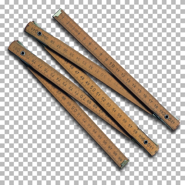 PSD vintage wooden measuring tape from top view perspective for your retro project