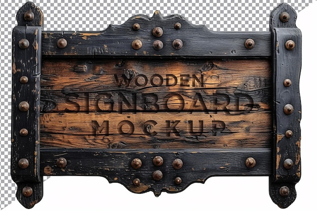 PSD vintage wooden signboard mockup