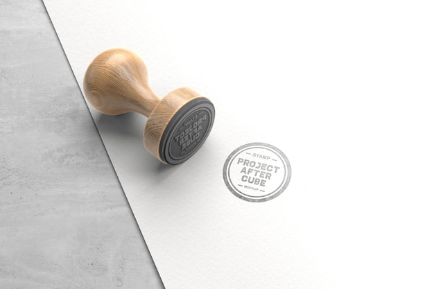 Vintage Wooden Stamp Mockup Design