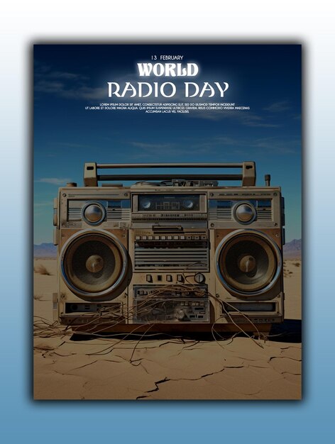 PSD vintage world radio day background