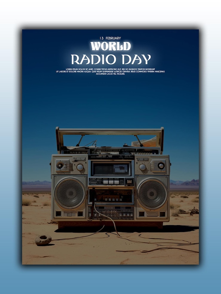 PSD vintage world radio day background