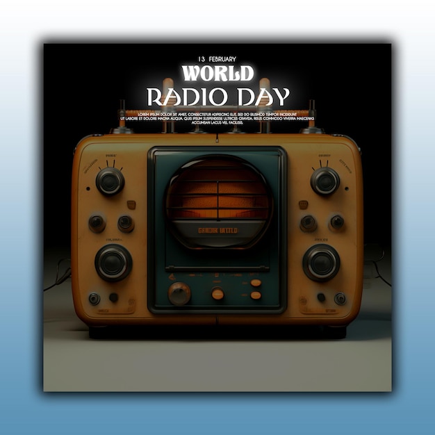 PSD vintage world radio day background