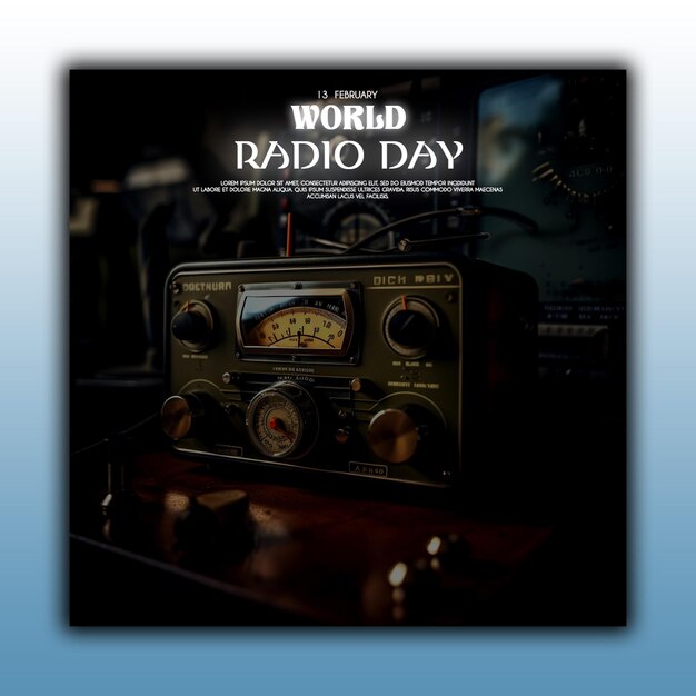 PSD vintage world radio day background