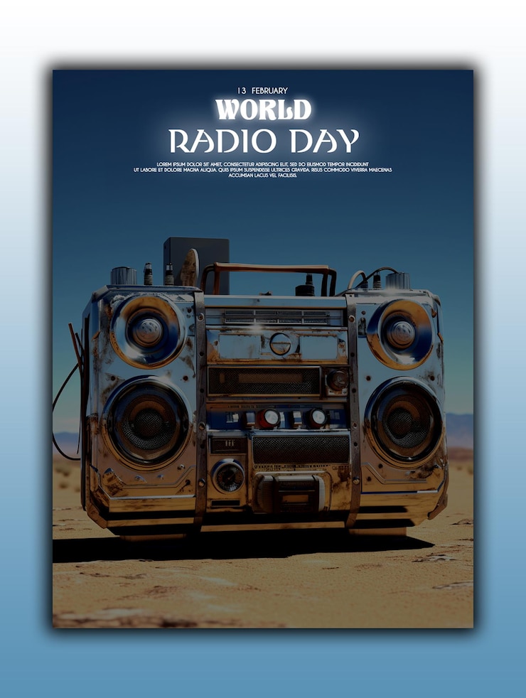 PSD vintage world radio day background