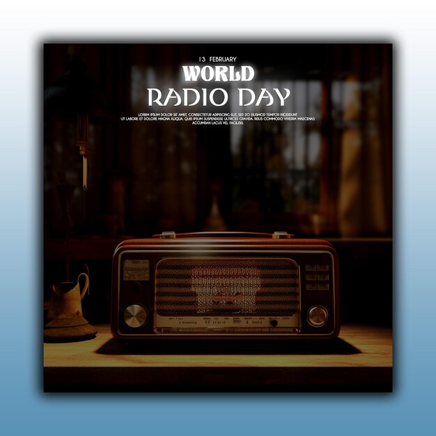 PSD vintage world radio day background