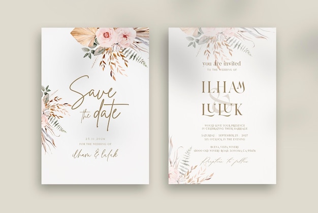 PSD vintages wedding invitation template__