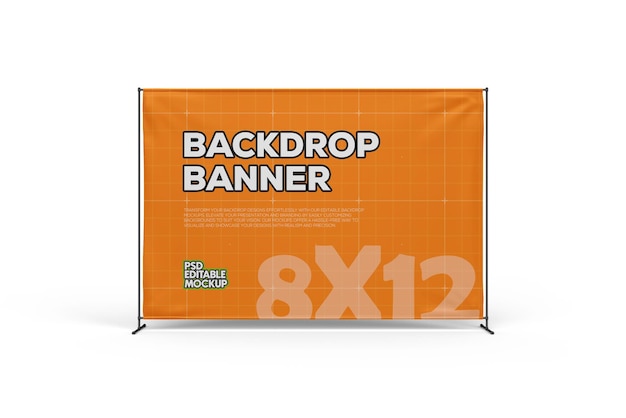 PSD vinyl exhibition backdrop banner mockup 3 tot 2 ratio voor pers of reclame