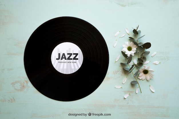 PSD vinyl and jazz mockup