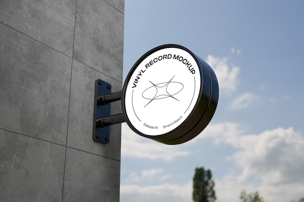 Vinyl platenwinkel teken mockup