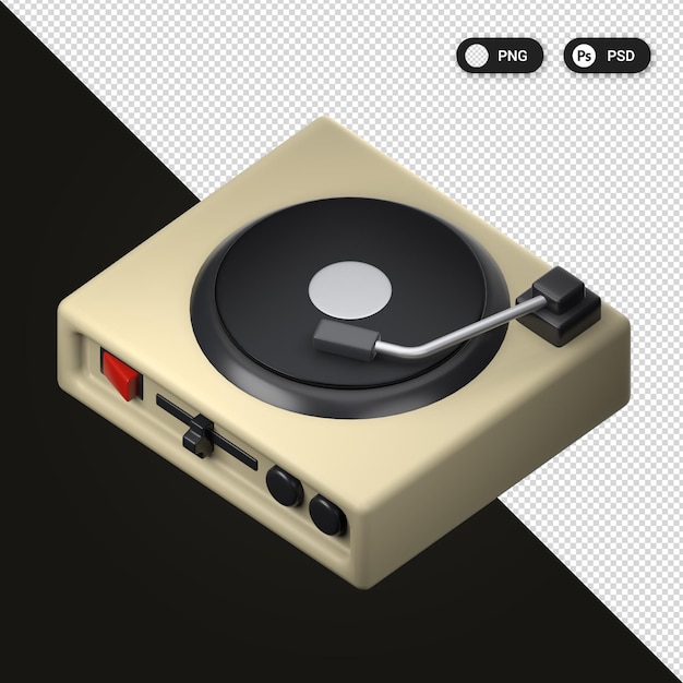 Vinyl player Retro Electronics icon set 3d render