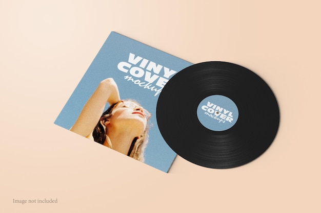 Vinyl record cover mockup perspectiefweergave