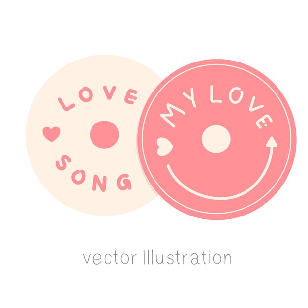 vinyl record a pink and white logo with a pink circle and the words love song