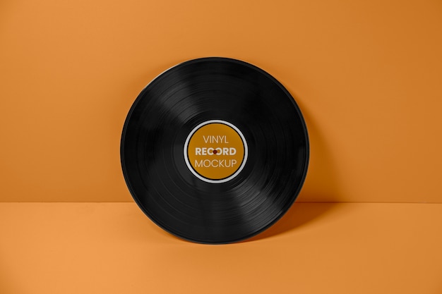 vinyl record with orange background