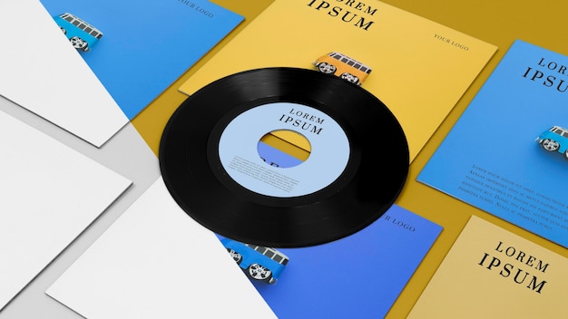 PSD vinyl records mock-up arrangement