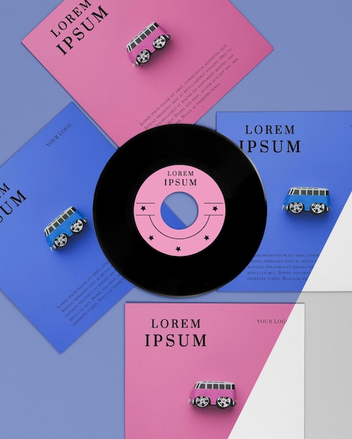 PSD vinyl records mock-up arrangement